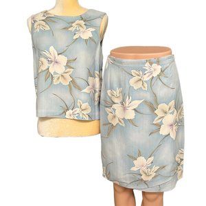 Tommy Bahama 2 Piece Silk Top and Skirt Women Size Small